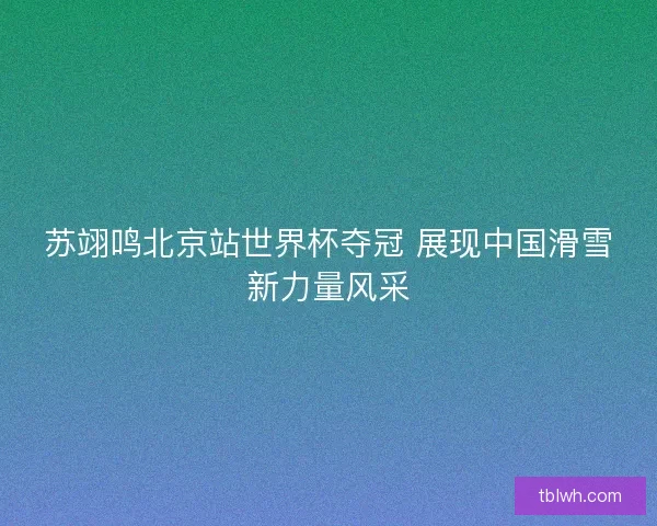 苏翊鸣北京站世界杯夺冠 展现中国滑雪新力量风采